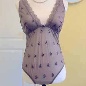 Sexy sheer lace thong bodysuit size large